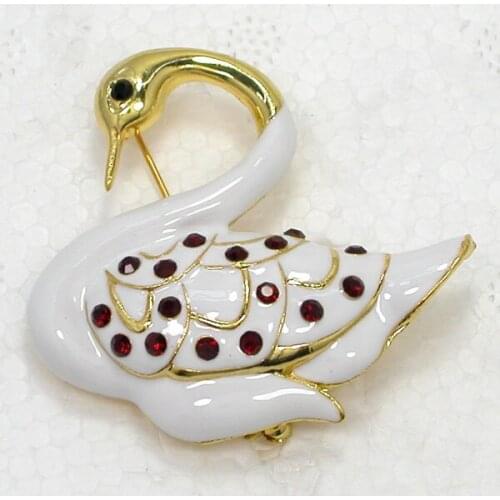 12pcs/lot Wholesale Fashion Brooch Rhinestone Enamel Swan Pin brooches C101427