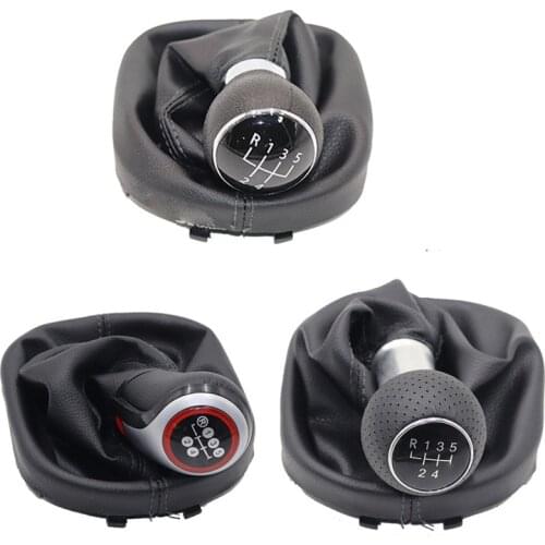 5/6 speed Leather Car Shift Gear Knob Lever Gaitor Boot Cover FOR VW Touran Caddy MK2 2003-2010 2004-2009 car Accessories