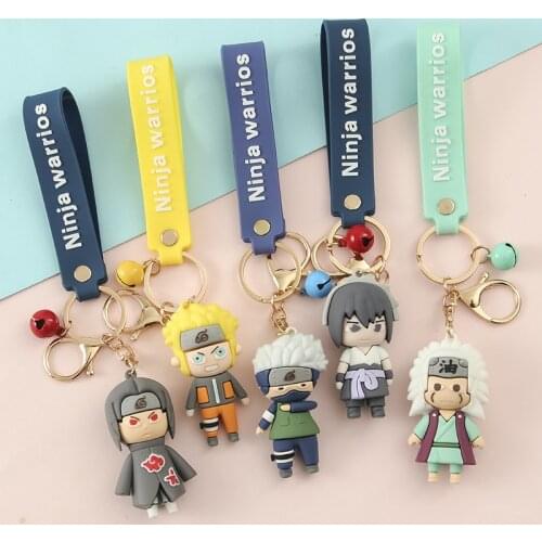 Naruto Anime Uzumaki Naruto Kakashi Sasuke Cosplay Keyring Chain Cute Cartoon Toy Keyring Fashion Doll Bag Fashion Gift