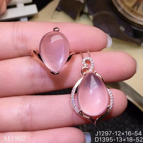 KJJEAXCMY boutique jewels 925 sterling silver inlaid natural gem Furongshi Pendant Necklace Ring suit support detection lghkji