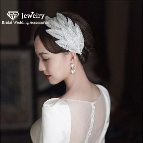 CC Hairbands Wedding Accessories for Women Bridal Hairwear Engagement Jewelry Leaf Shape Headbands Pearl Headpiece Party M220