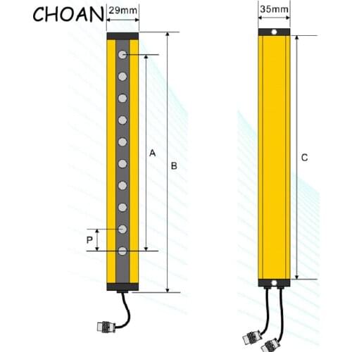 CHOAN SN4006T 40mm 6 beam punch Photoelectric protector Infrared sender receiver Safety light curtain Safety grating area sensor