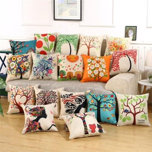 Hap-deer sofa decorative pillow linen cushions for car Fashion flower almofadas vintage New Staly Tree