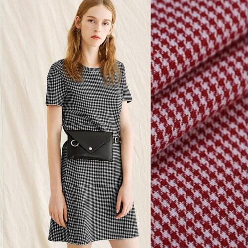 140CM Wide 220G/M British Style Houndstooth Silk Spring and Summer Long and Short Dress Shirt Clothes Jacket Fabric DE694