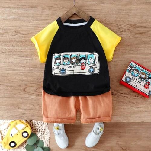 Cartoon Baby Boy Clothes Set Outfit Summer 1 2 3 4 Years Splice T Shirt + Pants 2PCS Baby Boys Clothes