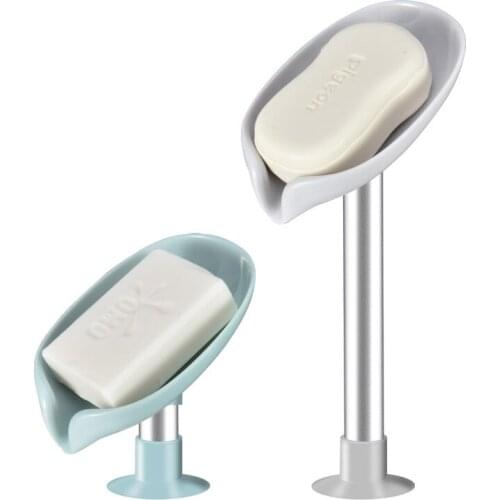Leaf Shape Soap Box Self Draining Soap Holder with Suction Cup Creative soap Box Perforation-Free for Bathroom, Kitchen