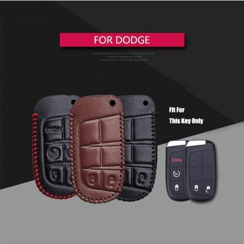 Best Sale Leather Car Key Case Cover For Dodge Journey Charger Dakota Challenger Coupe Grand Key Holder Key Parts Skin Shell
