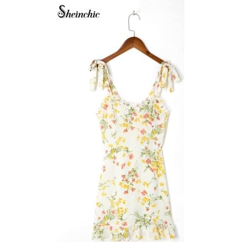 Korean Fashion Summer Clothes for Women 2021 Summer Elegant Sexy Spaghetti Strap Printed Mini Dress Female