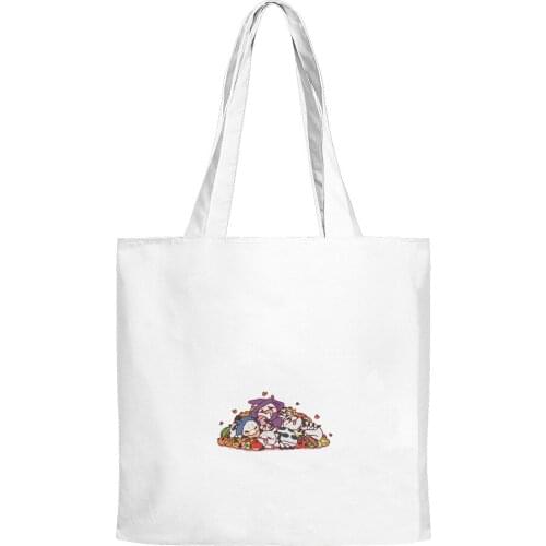 Kumo Desu ga, Nani ka Hip Hop Handbags Cloth Canvas Tote Bag Print Shopping Bags Reusable Shoulder Shopper Bags Casual Pacakge