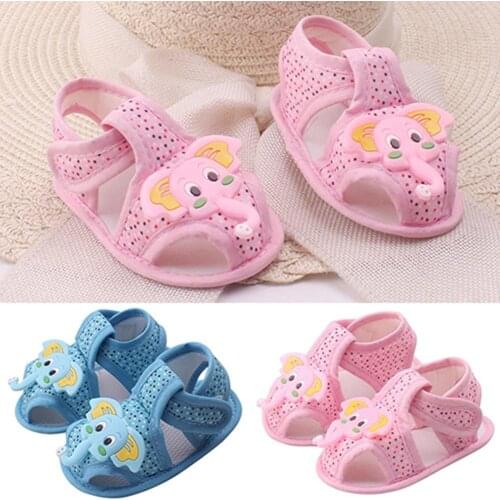 Baby Girl Boy Summer Cartoon Elephant Pattern Soft Sole Shoes Toddler Sandals