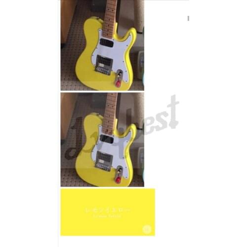 Lvybest electric guitar customized guitar details lemon yellow body,flame maple neck and fingerboard,real abalone crown inlay
