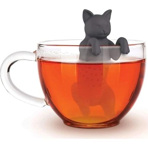 Cat Reusable Silicone Tea Infuser Creative Cut Cat Tea Strainer Leaf Herbal Spice Filter Strainers Reusable Filter Tea Set