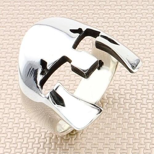 Sterling Silver Men Thumb Ring Oxidized Helmet Ring Handmade Warrior Ring For Men Made in Turkey