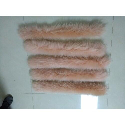 New arrival lady natural raccoon fur collar genuine fox fur scarf light pink girl hood trim