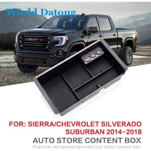 Upgrade New Armrest Storage Box Glove Box Tray Storage Box For Chevrolet Silverado 2014~2018 Central Car Console StorageBox