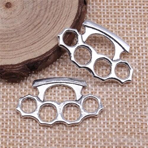Earring Charms For Jewelry Making 10pcs Thick Brass Knuckles Charms 32x19mm Antique Silver Plated