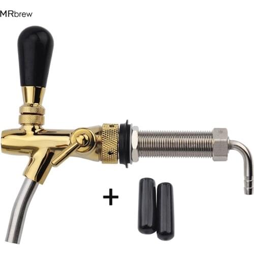 Adjustable G5/8 Kegerator Draft Shank Beer Tap Faucet with Flow Controller Chrome Plating Home Brew Bar Beer Wine Making Tool