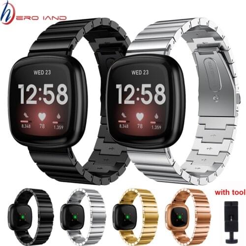For Fitbit Versa 3 Watchband Stainless Steel Strap for Versa3 /Fitbit Sense Bracelet Band Smart Watch Wristband Correa with tool
