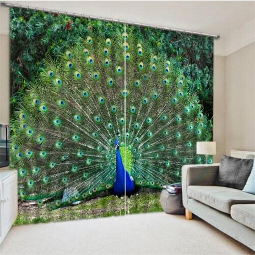 Luxury Blackout 3D Window Curtains For Living Room office Bedroom Drapes cortinas Rideaux Customized size Beautiful peacock