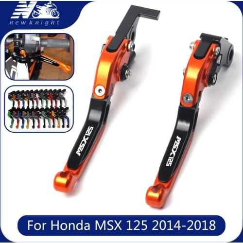 With Logo For Honda GROM MSX 125 2014-2018 2015 2016 2017 CNC Aluminum Motorcycle Folding Extendable Brake Clutch Levers