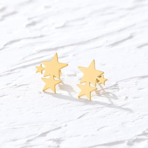 Girls Star Earrings Steel Rose Gold Minimal Origami Star Earrings Fashion Jewelry Women Accessories BFF Christmas Gifts