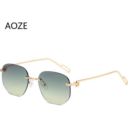 2021 Fashion Cool Stylish Rimless Metal Style Sunglasses Women Gradient Brand Design Sun Glasses lunette de soleil femme UV400