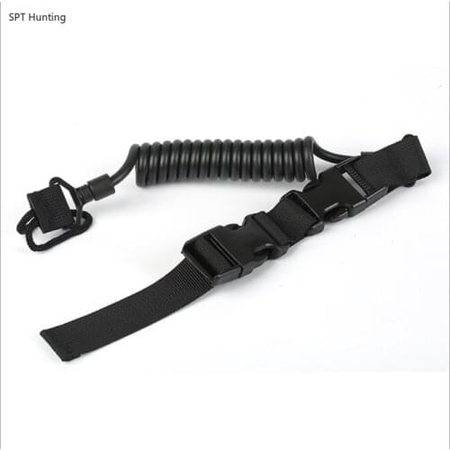 Tactical Lanyard Spring Military Airsoft Single Point Shooting Strap Secure Rope Pistol Gun Sling