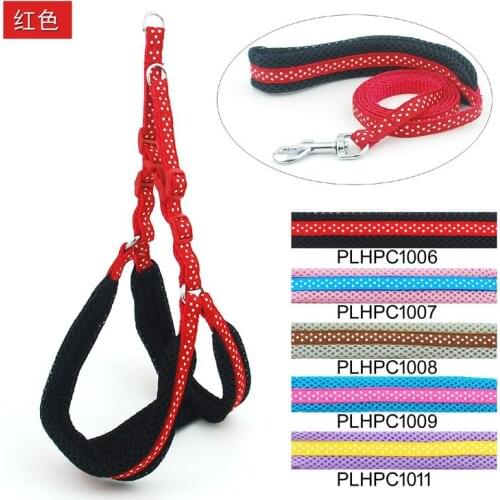 Pet Products Dog Supplies Solid Dot nylon padded Guard Chest Strap Basic Halter Harnesses 5pc/lot