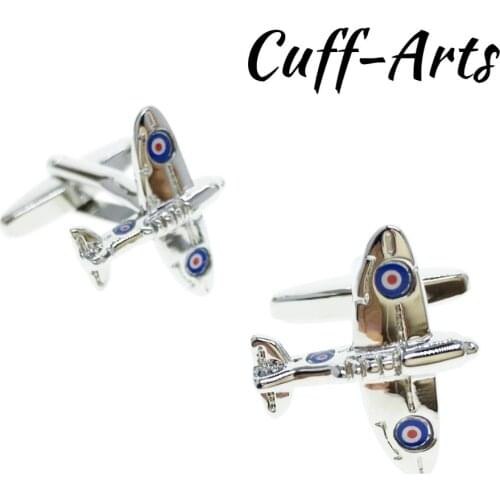 Cuffarts Spitfire Plane Aeroplane Aircraft RAF Cufflinks Gentleman 2018 Men Gifts Novel Pins Women Dress Brooches C10155