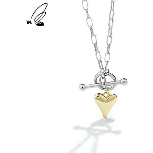 SSTEEL 925 Sterling Silver Heart Pendant Necklaces Gift For Women Statement Minimalist OT Buckle Chain Accessories Fine Jewelry