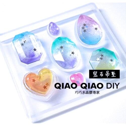 1PC Diamon Pendant Craft DIY Transparent UV Resin epoxy Silicone Combination Molds for DIY Making Finding Accessories Jewelry