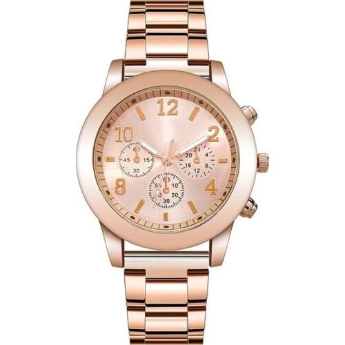 1pc Women Fashion Stainless Steel Band Analog Quartz Round Wrist Watch Luxury Female Ladies Dress Watch Female Casual Wristwatch