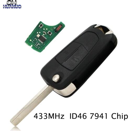 2 Button Remote Key 433 Mhz ID46 PCF7941 Chip For Opel for Vauxhall Astra H 2004-2009 For Zafira B 2005-2013 HU100 Blade