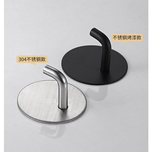 2 Pcs Stainless Steel Hanging Adhesive Hooks Stick Clothes Towel Bathroom Kitchen Wall Hanger Rustproof Organizer Door Hooks