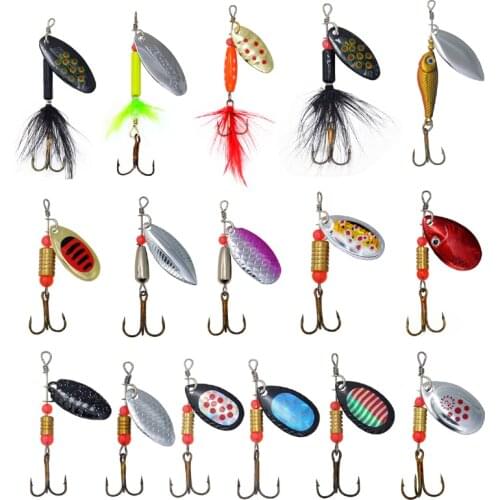 2Pcs Spinner Bait Metal Fishing Lure Hard Baits Spoon Lures With Treble Hooks Arttificial Bass Bait