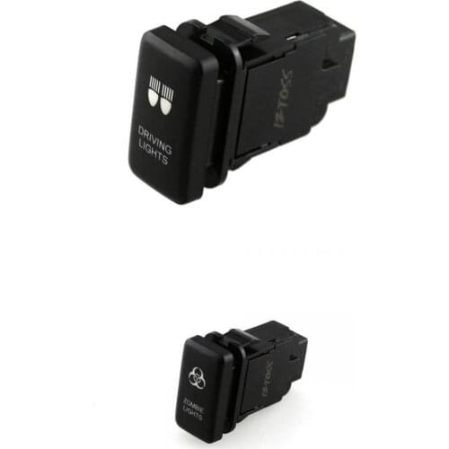 2X BLUE LED Vehicle Driving Lights ON/OFF Head Light Symbol Push Button 12V