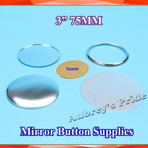 3" 75mm 100 Sets Mirror Badge Button Supply Materials for NEW Professional Badge Button Maker