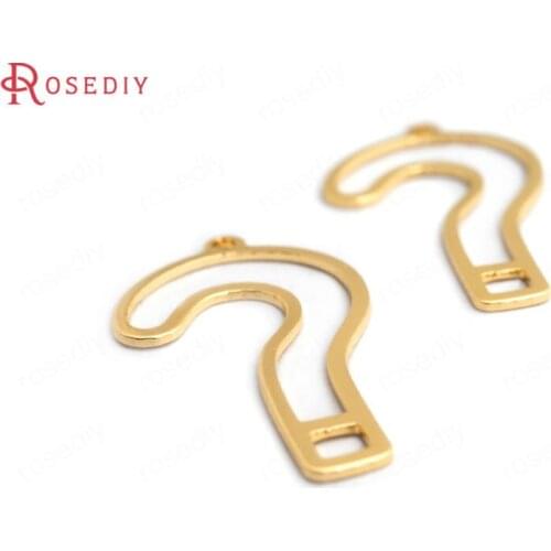34828)20PCS 26x15MM 24K Gold Color Brass Question Mark Charms Pendants High Quality Diy Accessories Jewelry Findings