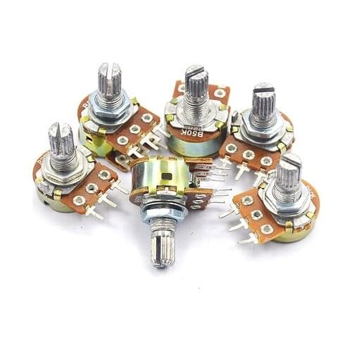 5pcs B1K B2K B5K B10K B20K B50K B100K B500K B1M 6Pin Shaft WH148 Potentiometer 1K 2K 5K 10K 20K 50K 100K 500K 1M