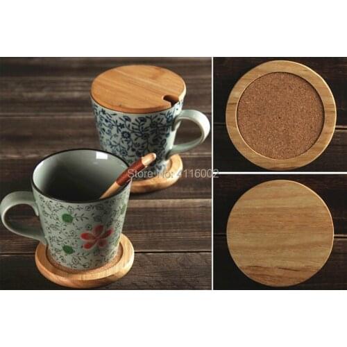 50pcs Creative Wood Coasters Spill-Sproof Cork Heat Resistant Pad Japan Style Eco Natural Wood Anti-Slip Cup/Bowl Mat