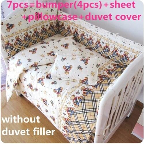 6/7PCS baby bedding set 100% cotton crib bedding kit de berço baby Cot bedding set Cot Protector 120*60/120*70cm