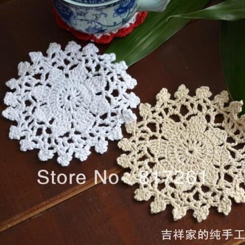 Free shipping 20 pic/lot 12cm decoration fabric felt lace doilies dining table pot holder as novelty household for wedding decor