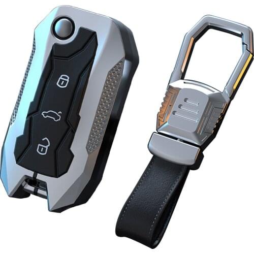 Car Key Case Durable Zinc Alloy Silicone Protective Case Cover for Tiguan L Tayron Sagitar Tharu Lamando 3-Button Keys