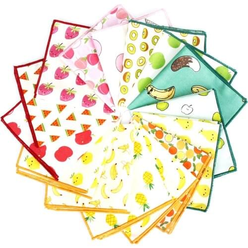 Kids Handkerchief Scarves Vintage Cotton Hankies Mens Pocket Square Children Banana Orange Pear Fruits Print Handkerchiefs