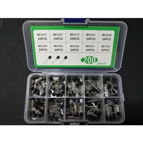 1BOX 200pcs=10 Values*20pcs Transistor kit Assort set BC327/BC337/BC517/BC547/BC548/BC549/BC550 BC556/BC557/BC558 mix diode pack