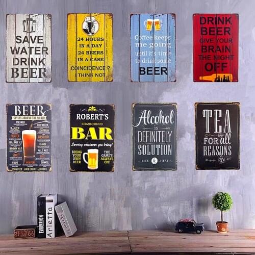 Water Conservation/Warning/Beer/Motto Metal Tin Sign Art Poster Club Bar Home Restaurant Coffee Cafe Wall Decoration