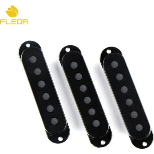 FLEOR 3PCS ABS Black Electric Guitar Single Coil Pickup Covers 50/52/52mm Hole Spacing for ST Style Guitar