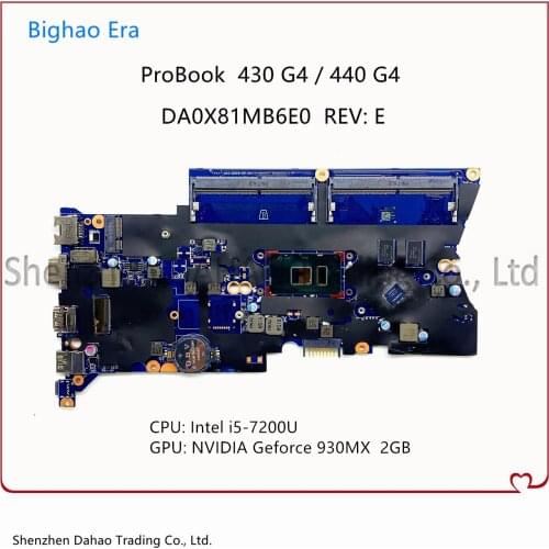 For HP ProBook 430 G4 440 G4 Laptop Motherboard DA0X81MB6E0 With i5-7200U CPU 930MX 2G-GPU 100% Tested 913100-601 913100-001