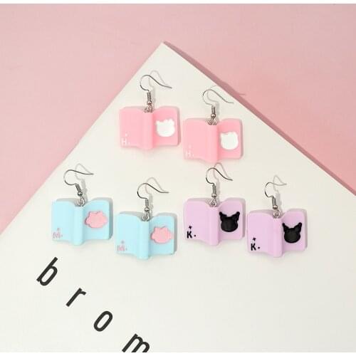 Cute Cartoon Book Creative Handmade Funny Magazine Drop Earrings For Female Cool Punk Simulation Book Fashion Dangle Earrings