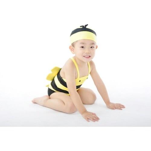 Cute little bee One-Piece Swimsuit Cartoon Swimwear with swimming cap